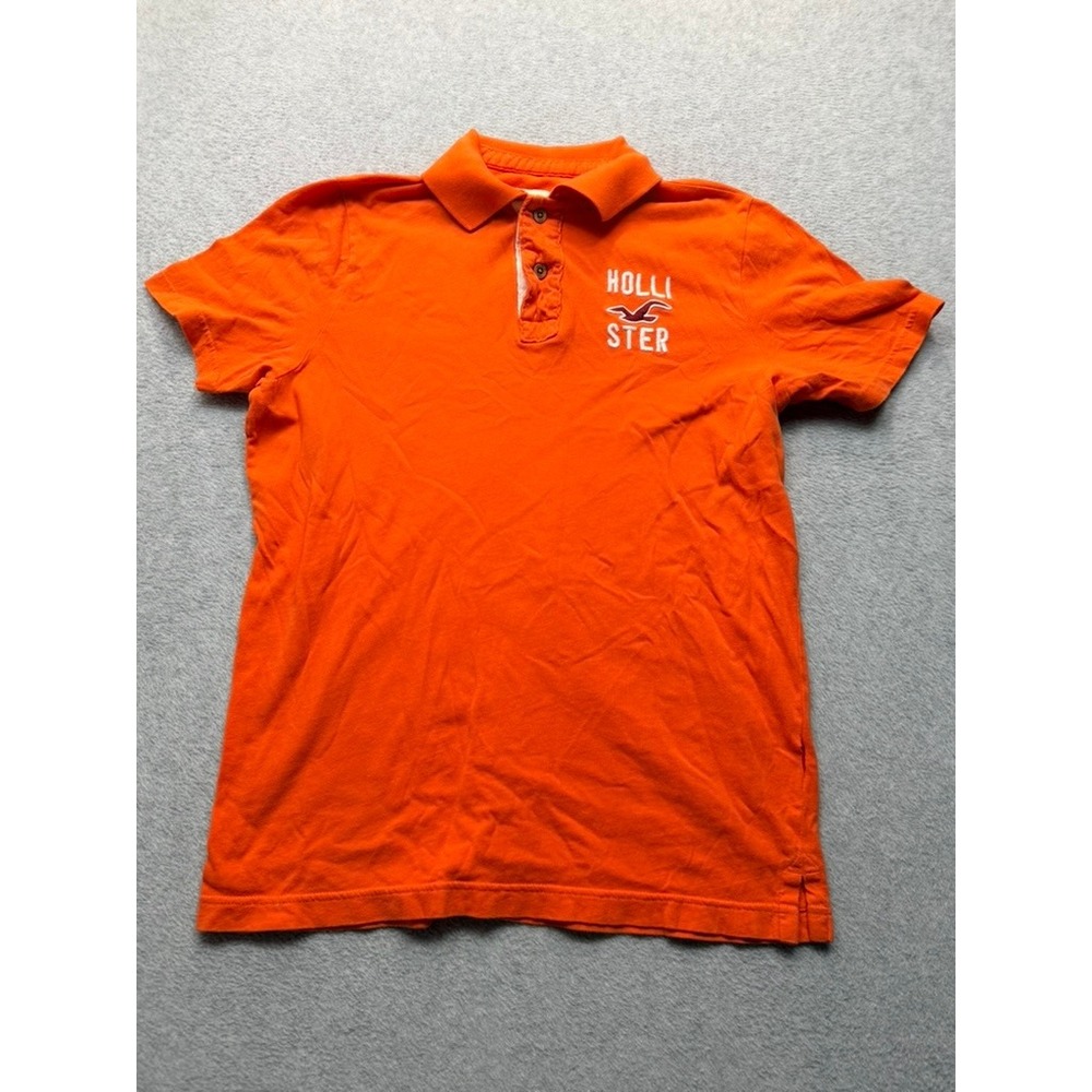 Hollister Mens Orange Short Sleeve Logo Polo Shirt Size Small I-5-4(3212)
